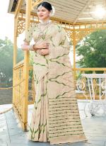 Cotton Green Party Wear Printed Saree